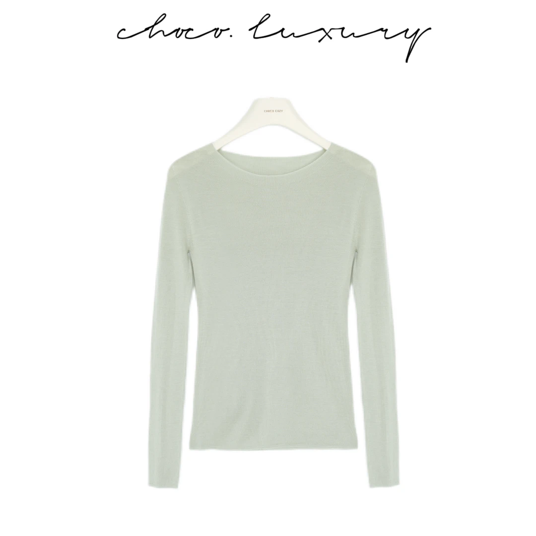 CHOCO【心动单品】100%精纺羊毛 岛精无缝一体 圆领杨子纱 C1325