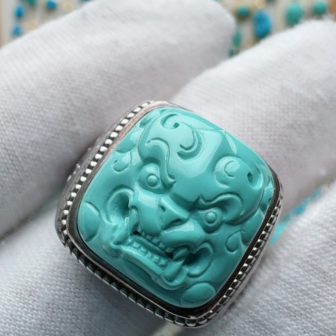 绿松石银S925镶嵌戒指