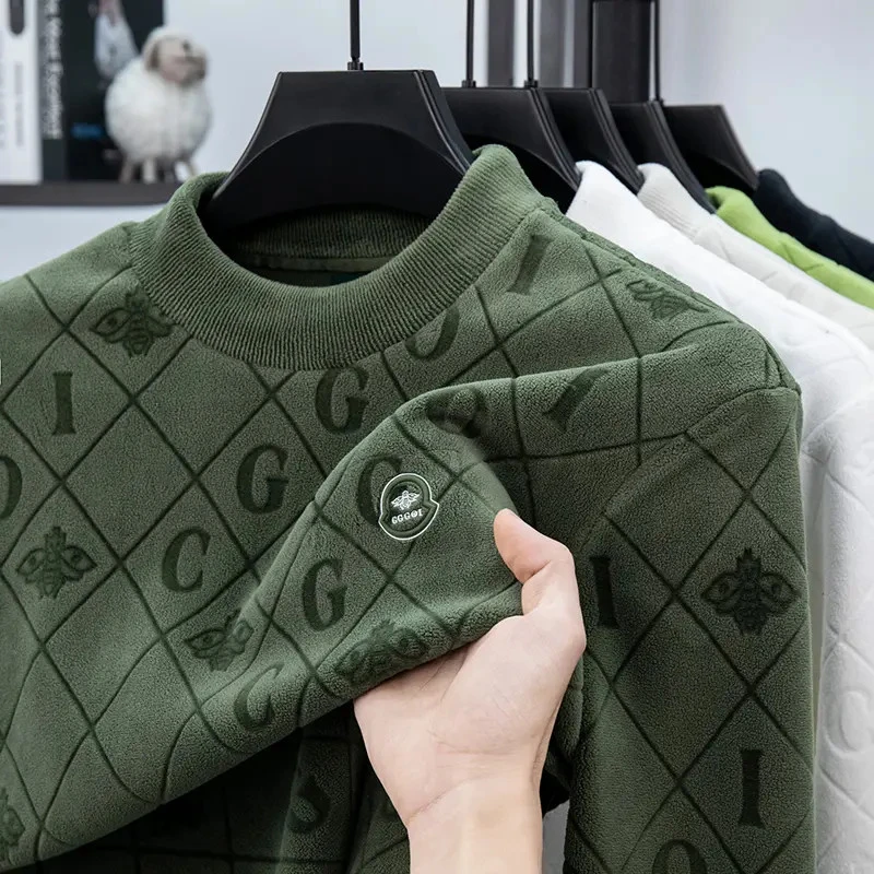 重工剪花一体海岛绒卫衣2026冬季新款双面加绒加厚男士半2670