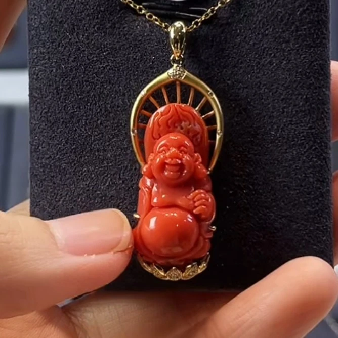 天然宝石红珊瑚吊坠