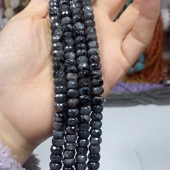 玛瑙/玉髓未镶嵌珠宝半成品黑闪光切面卡8mm