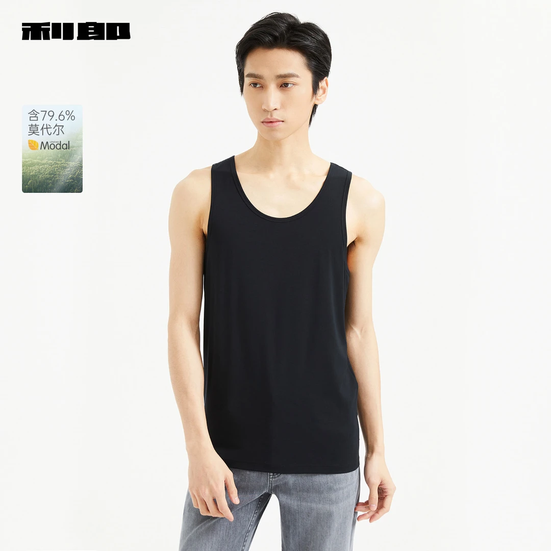 【莫代尔】利郎官方 短袖T恤男士休闲圆领2025秋季新款背心打底衫
