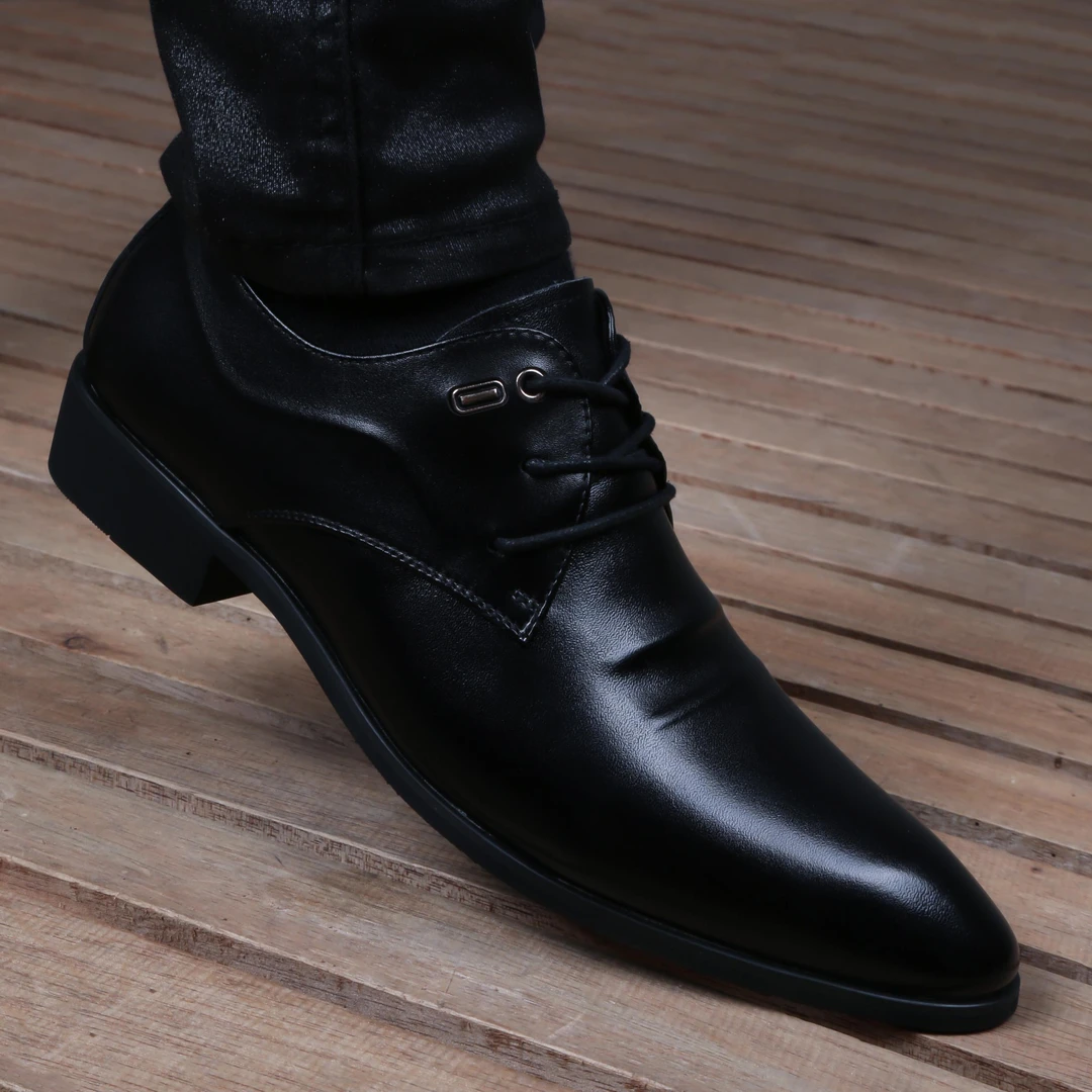 【香港DcSU&Shoes官方正品】黑色休闲 内增高透气正装韩版系带鞋