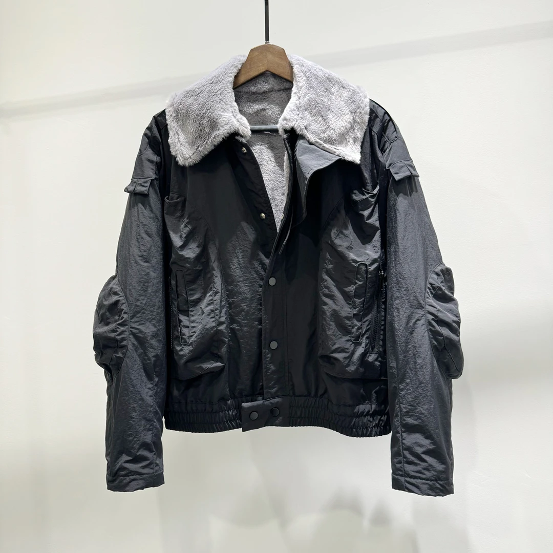 冬季新款加绒小众设计感口袋工装风夹克男士潮流休闲INS保暖外套