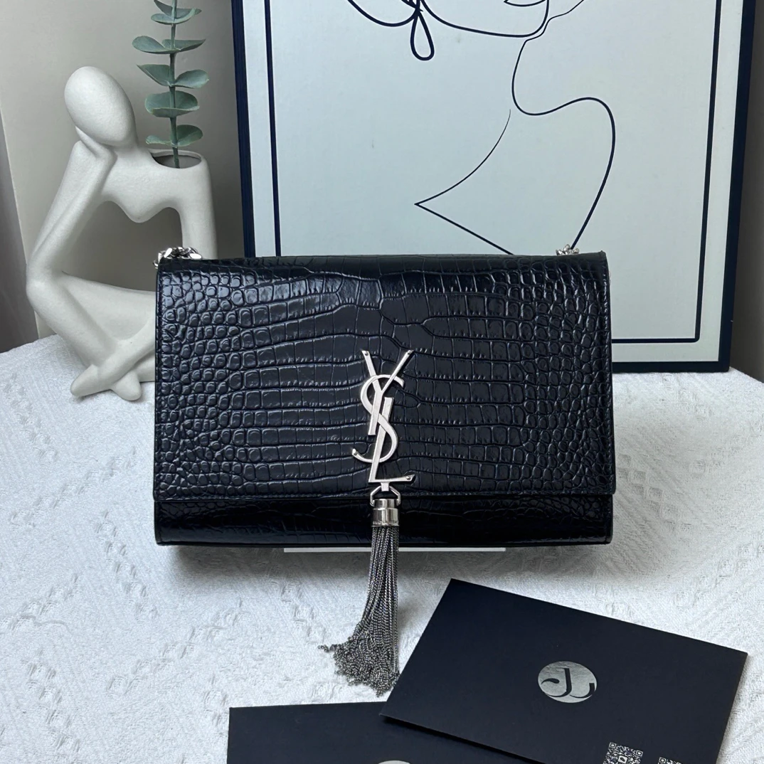 95新 YSL/圣罗兰 流苏包黑银/JWX5622
