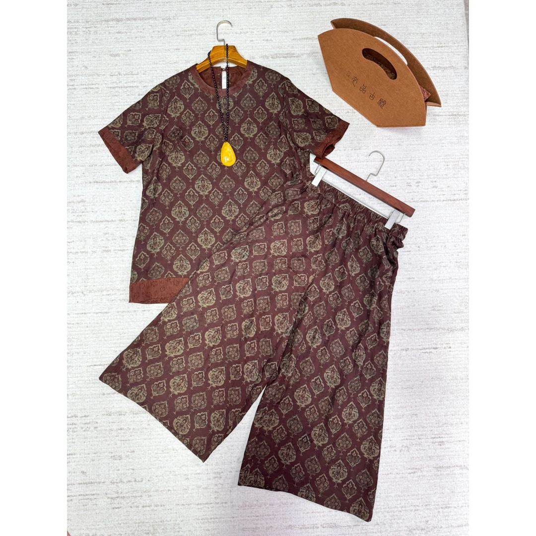 衣品古愿22006手工压轴双层老钱风妈妈款大码套装