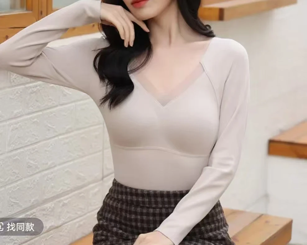 保暖上装长袖无痕内搭不臃肿修身锁温无痕女美背网红发热保暖