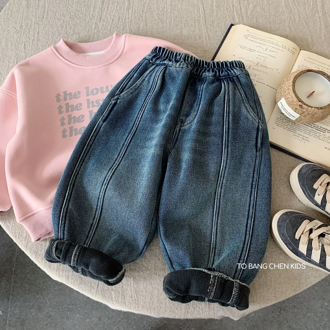 h0627冬季新款男女童拼接宽松休闲裤宝宝裤子潮