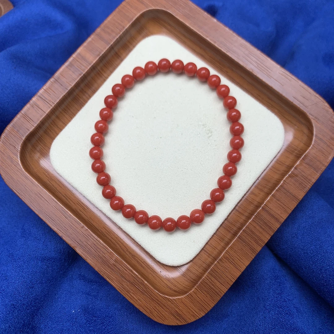 天然红珊瑚法国科西卡圆珠手串基地发货一物一证FJXZ1210-4