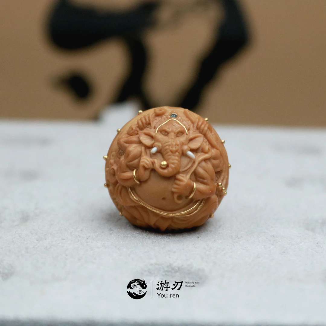 猴头核桃雕刻猴头单颗灵牙圣象君精工雕刻游刃出品