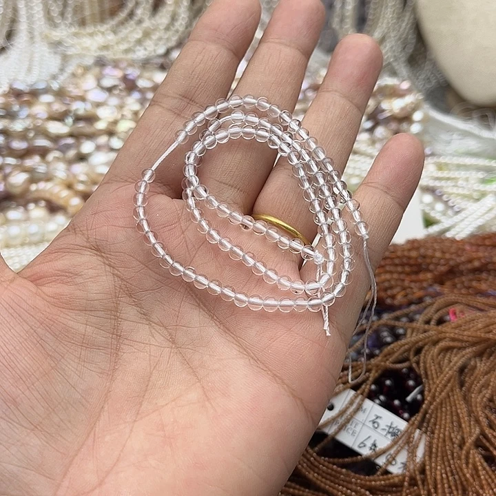 玛瑙/玉髓未镶嵌珠宝半成品一条4mm左右净体白水晶