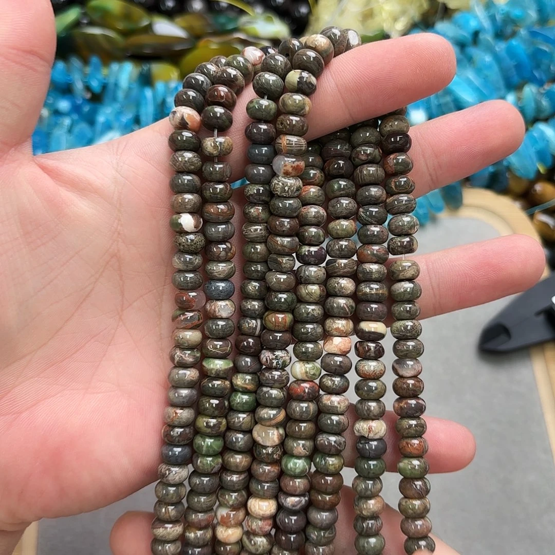 玛瑙/玉髓未镶嵌珠宝半成品5×8花玛瑙算盘一条