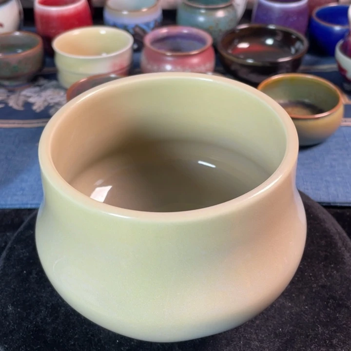 摆件钧瓷鸡油黄茶洗