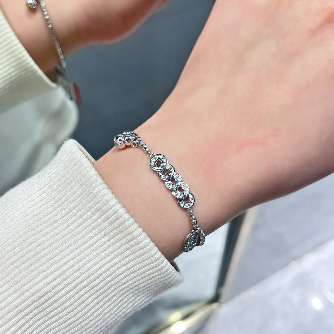 pt950 铂首饰 葫芦五帝币手链