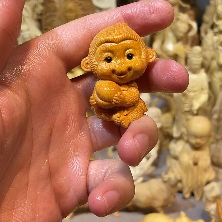 黄杨木灵猴手把件