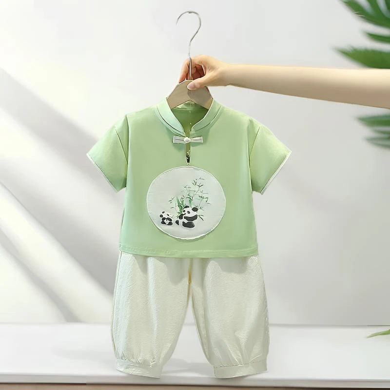 儿童汉服男童夏季中国风唐装宝宝六一古风演出服装女童新中式套装