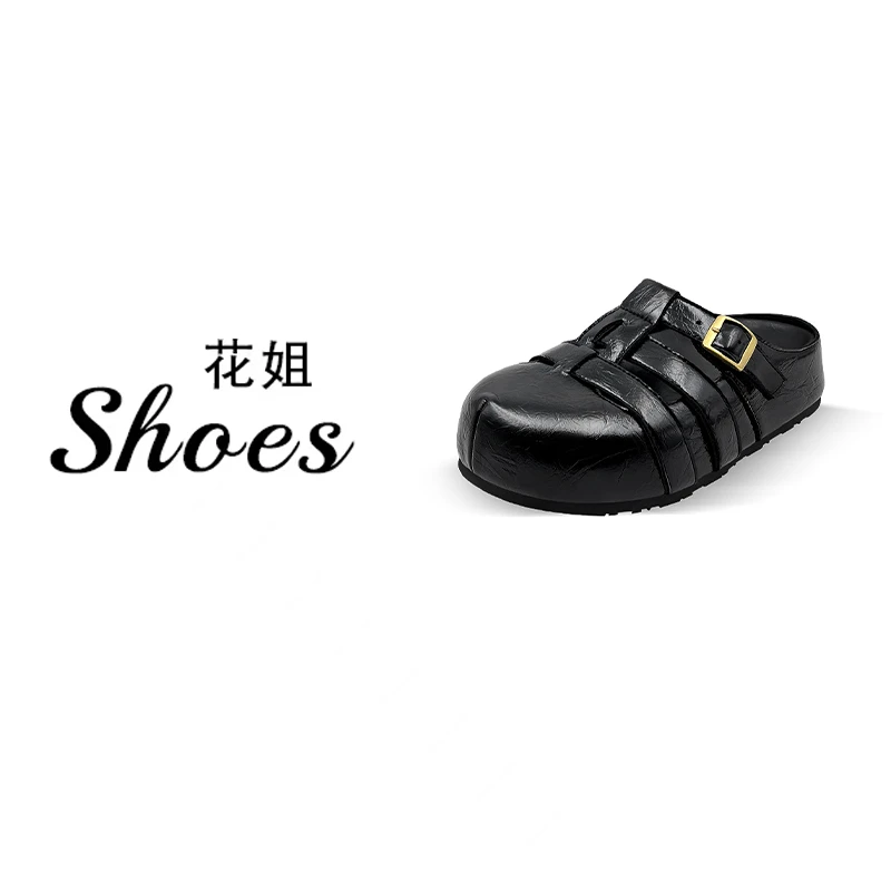【飞拉达】包头厚底百搭镂空罗马风包头拖时尚复古舒适-HB386