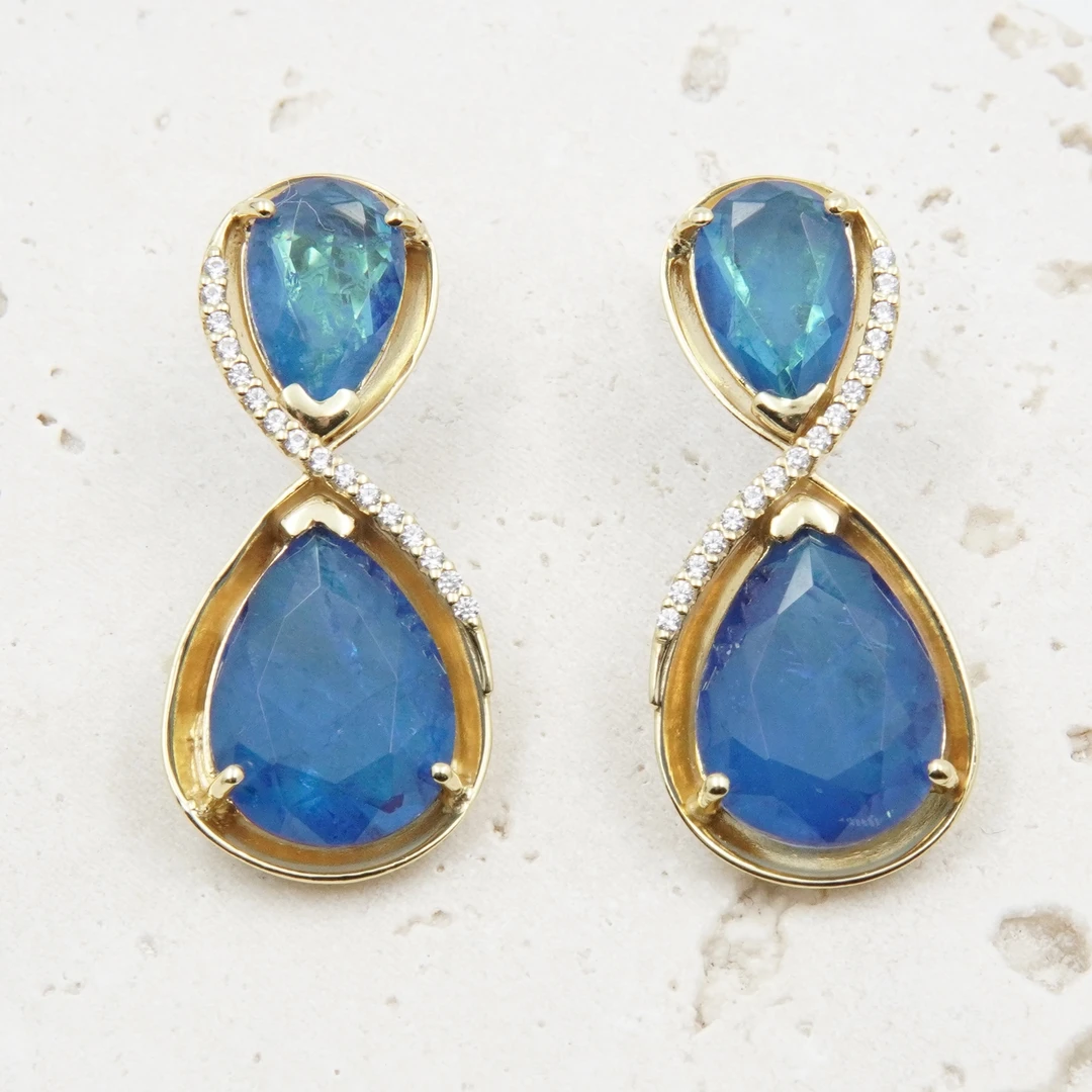 铜合金耳饰 铜合金合成锆石耳饰 意大利南部手工 耳饰 IG112