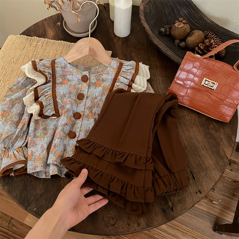 女童秋装套装2024新款洋气时髦复古秋季喇叭裤秋款网红童装女