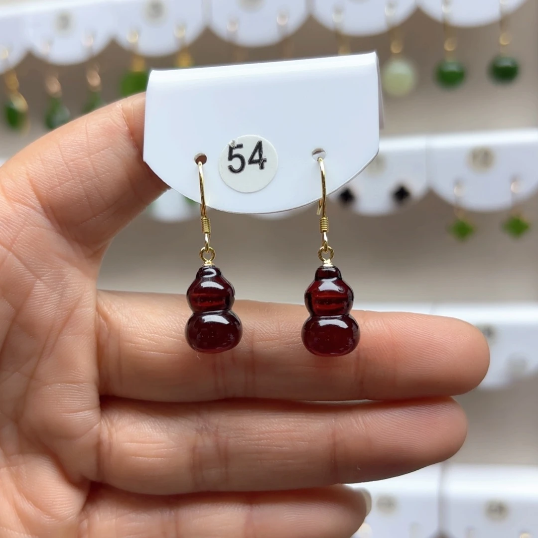 血珀耳饰银S925镶嵌血珀