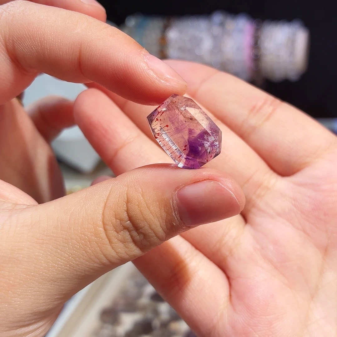 水晶未镶嵌吊坠(不含链)紫超七 随形 打孔定制不退换