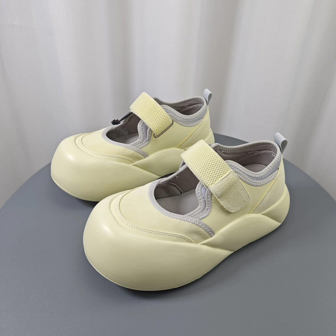 SGIRL TWTW厚底丑萌大头面包鞋女2025新款增高魔术贴透气玛丽珍鞋