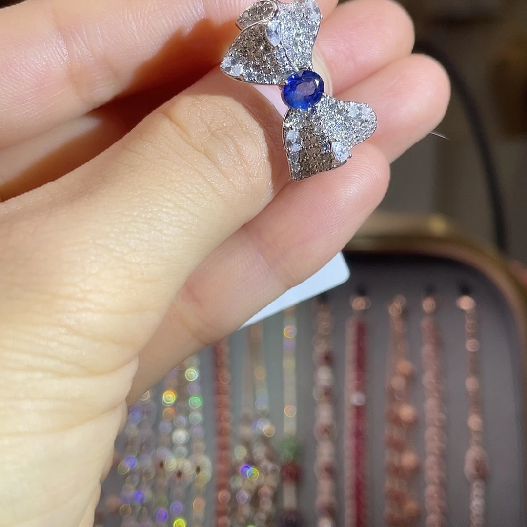 蓝宝石银S925镶嵌戒指