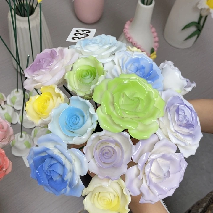 摆件手工制作陶瓷花