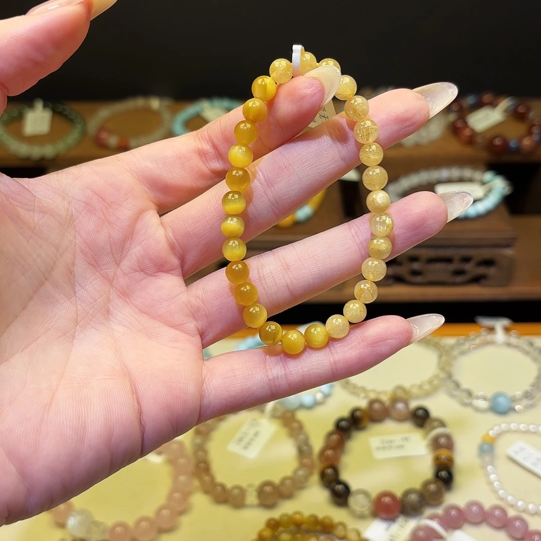 烟晶银S925镶嵌手链金发10401