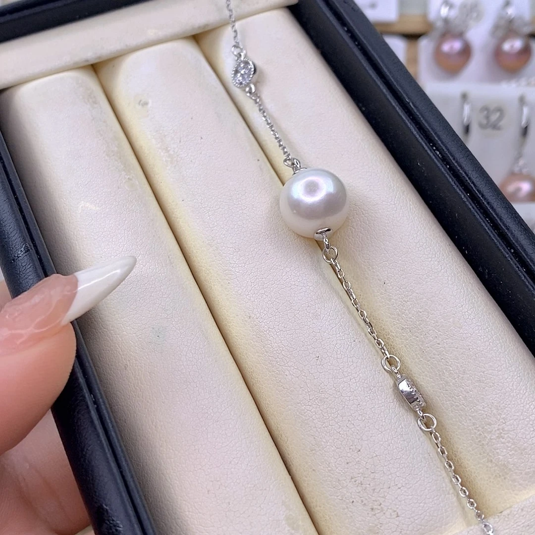 淡水珍珠银S925镶嵌颈饰w**a