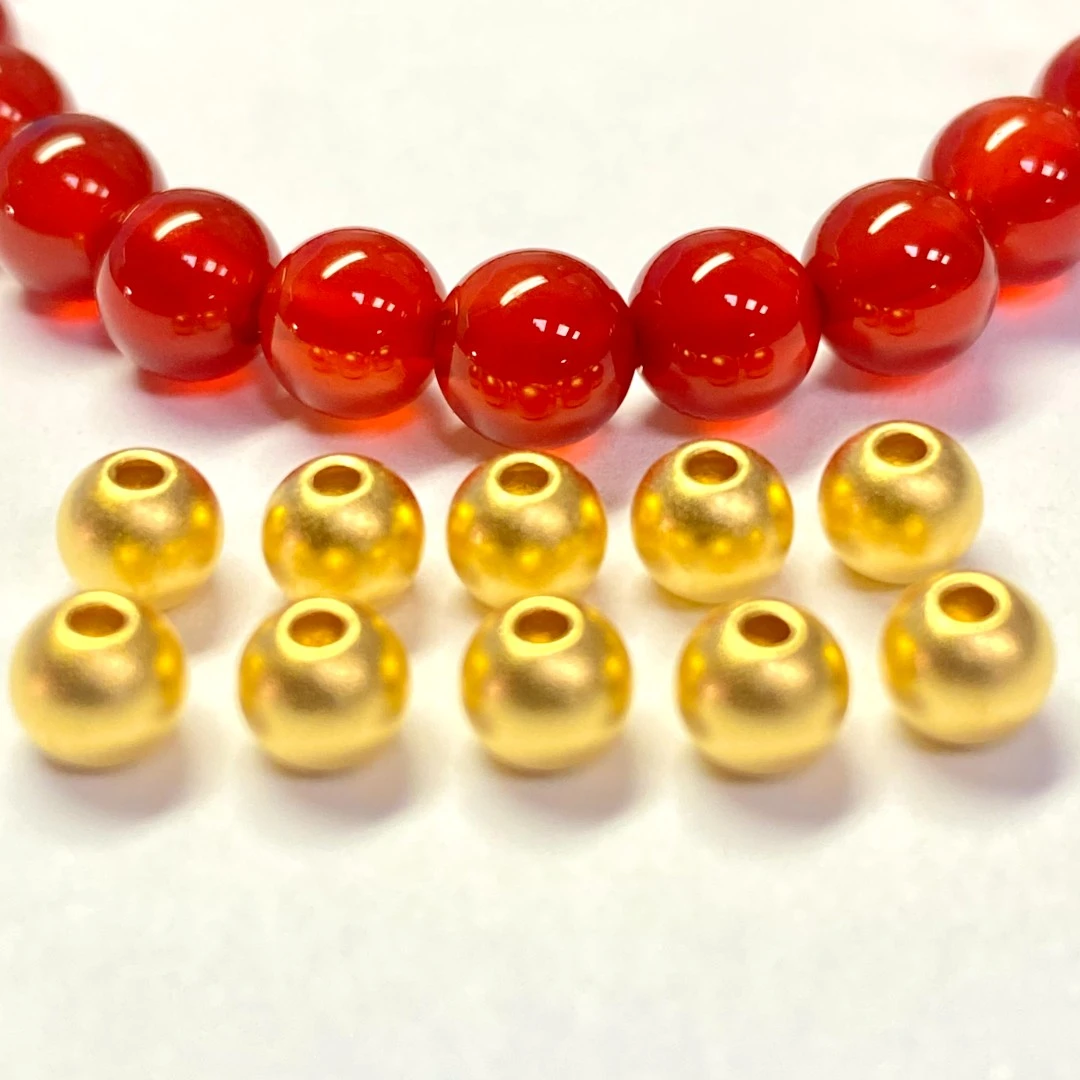 足金999卡5mm古法珠十全十美红玛 瑙手串@@A006-10