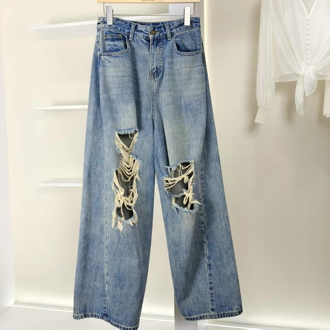 麦迪尚品【K】5042864通勤百搭破洞牛仔裤夏季女装专柜撤柜正品