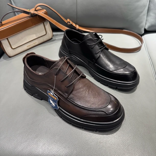 卡帝烟斗2025春季新版牛皮大皮系带皮垫商务西装男鞋婚鞋工装鞋