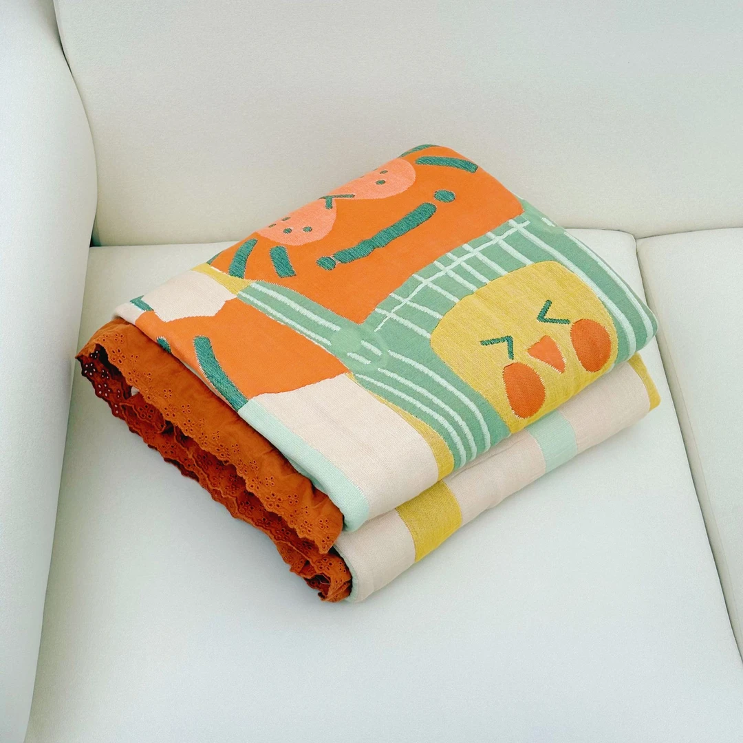 专享【京かわ会社】多层纱泡芙被150*200 橘绒小老虎