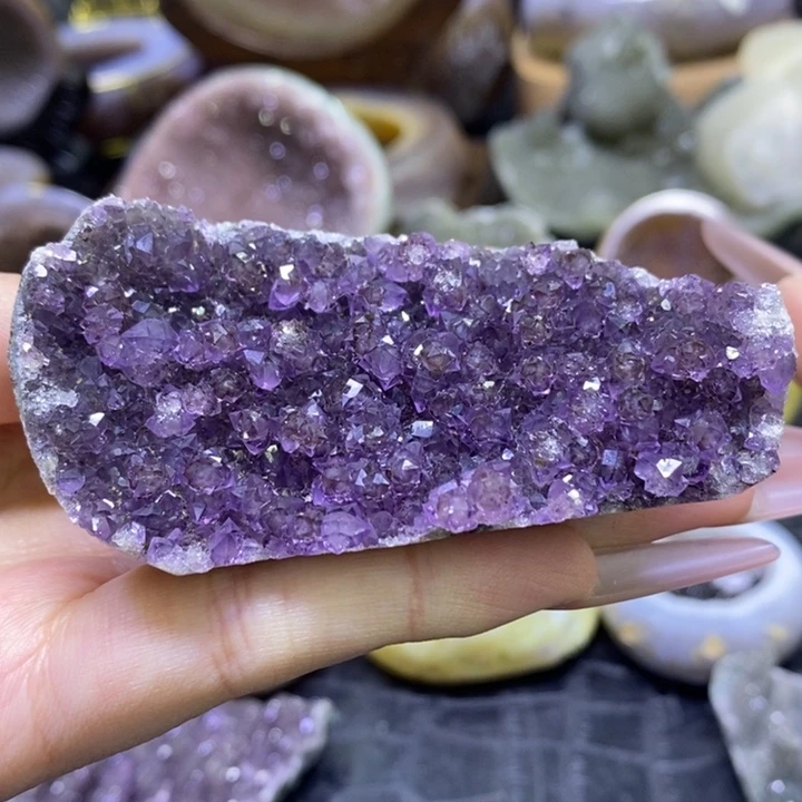未镶嵌珠宝半成品水晶紫钛花花盘
