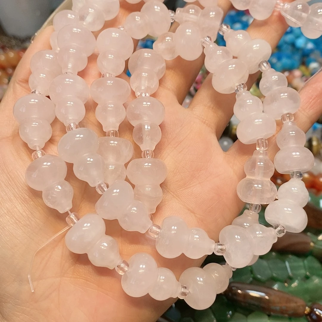 散珠玛瑙/玉髓14mm粉晶葫芦一条