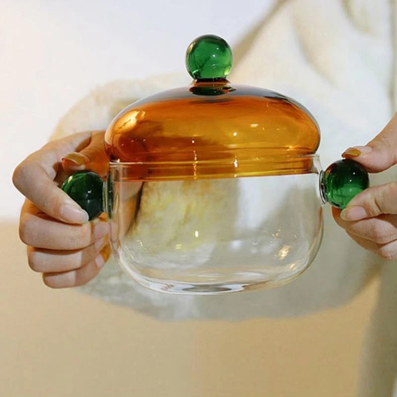 原色料高硼硅玻璃蒸蛋炖汤燕窝炖盅可明火微波炉双耳带盖甜品碗