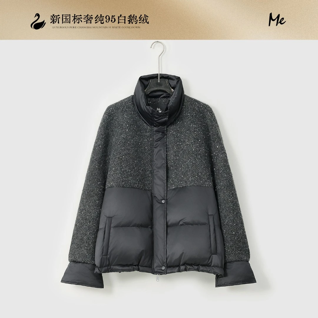 ME【北欧流星雨】绵羊毛星空纱95白鹅绒保暖时尚百搭羽绒服MESA2517