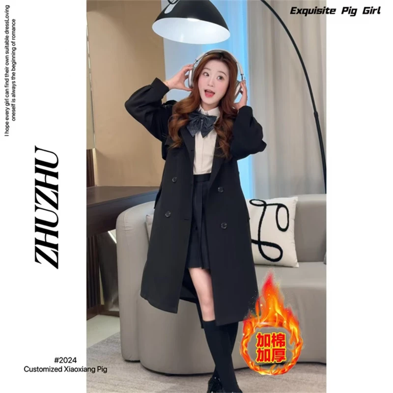 秋冬新款风衣简约法式休闲遮肉显瘦夹棉风衣外套8588