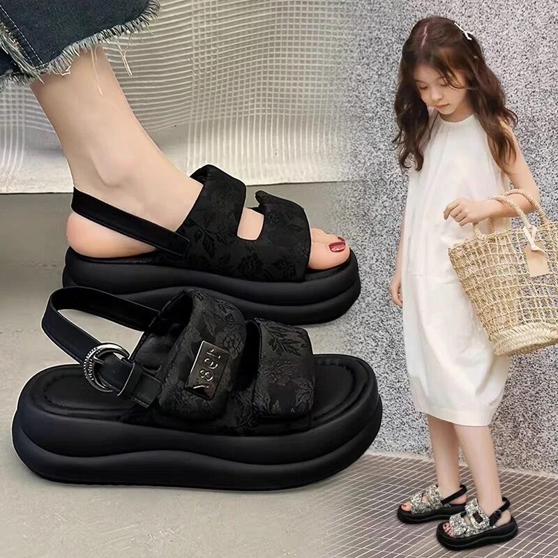 女童凉鞋2025夏季新款时尚儿童透气公主鞋女孩中大童洋气沙滩鞋子