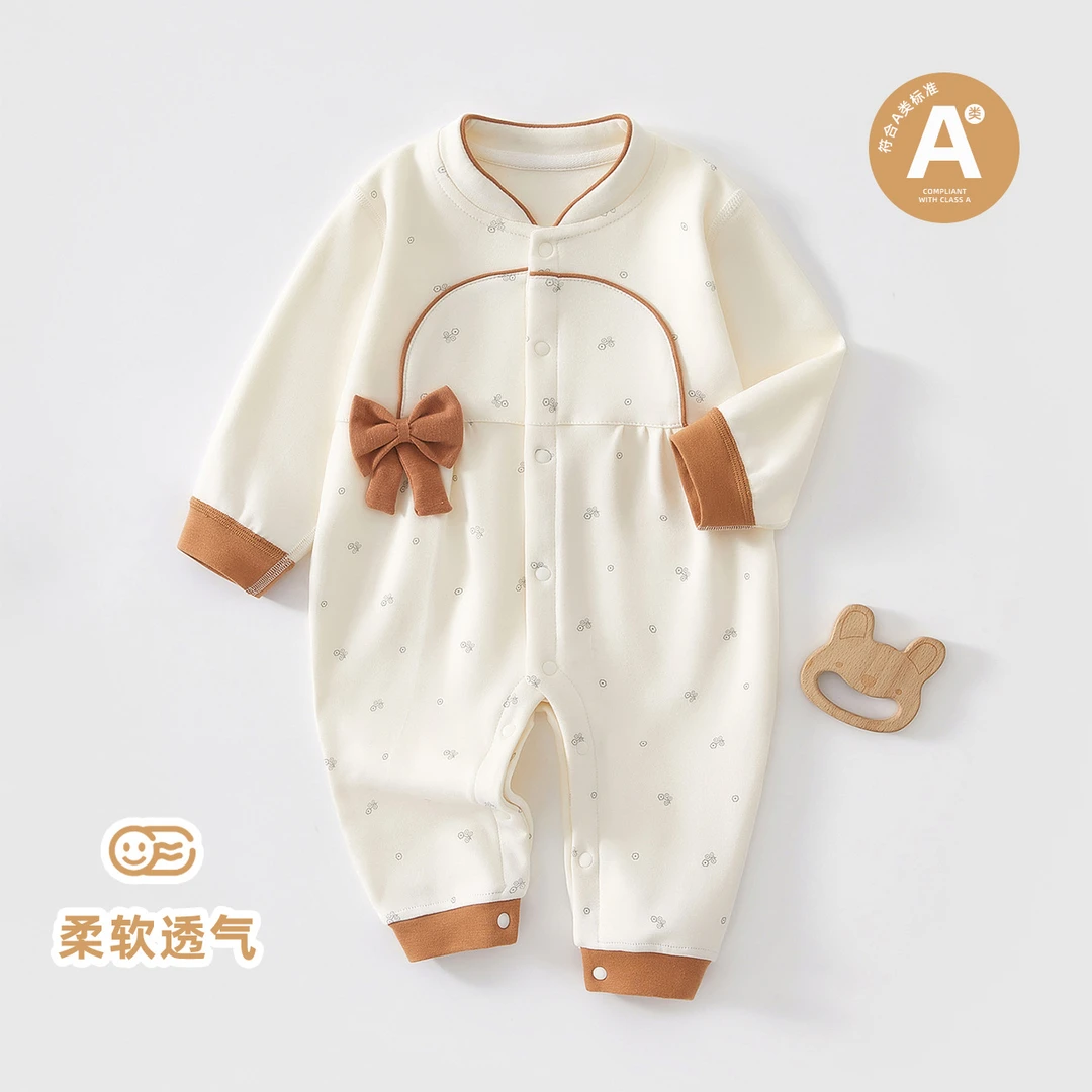 婴儿衣服秋装女宝宝连体衣春秋可爱女孩哈衣小公主外出服满月百天