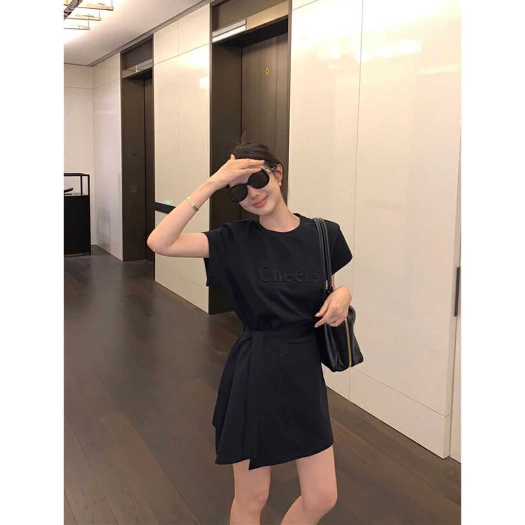 淡人穿法！【Double romance】自留款！绑带设计款巨显瘦字母款连