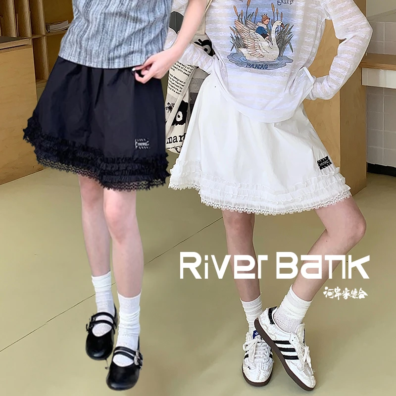 河岸家买手店YANAG简约百搭个性蕾丝花边logo标半裙短裙25夏新款