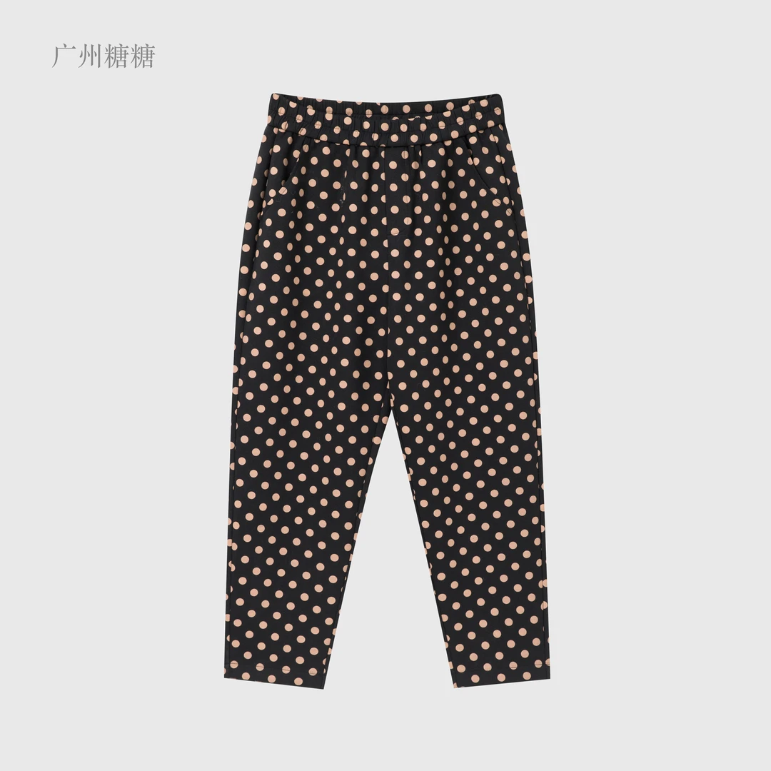 春季新款380g色织空气层时尚休闲弹力九分波点裤【6866】jj
