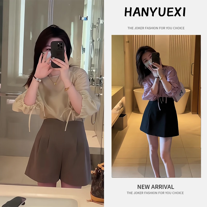 夏季一整套女装2025年新款韩版减龄气质遮肚时尚休闲休闲长袖上衣