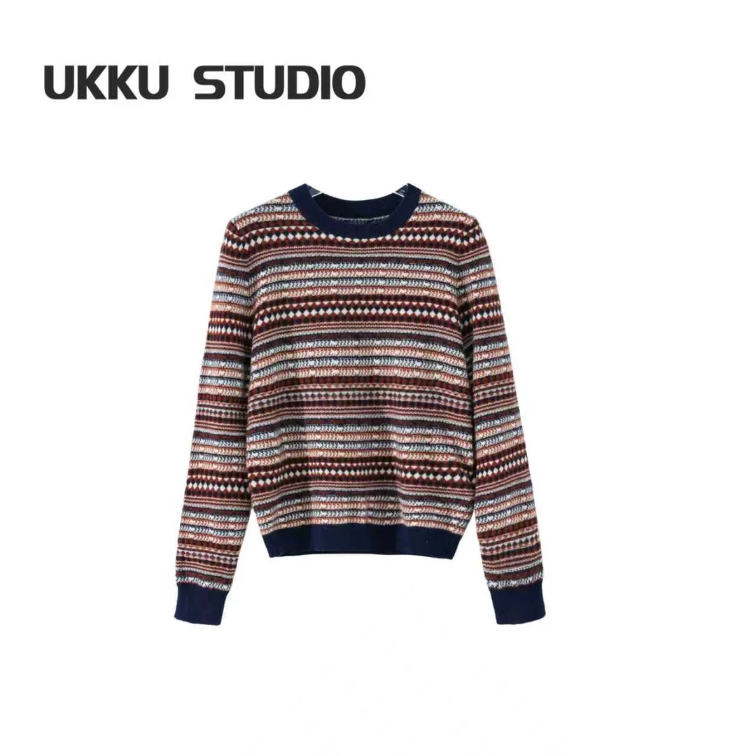 慧慧【羊毛】针织衫提花毛针织衫长袖极简芭蕾针织衫PTD2068L