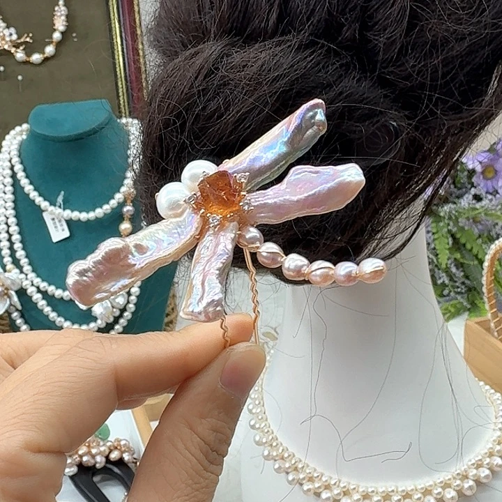 淡水珍珠发饰未镶嵌