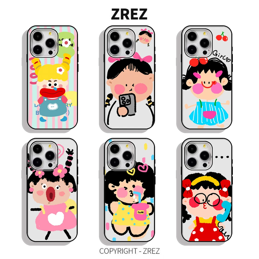 ZREZ 原创 [ 条纹女孩 ] 适用苹果iPhone16ProMax防摔个性手机壳