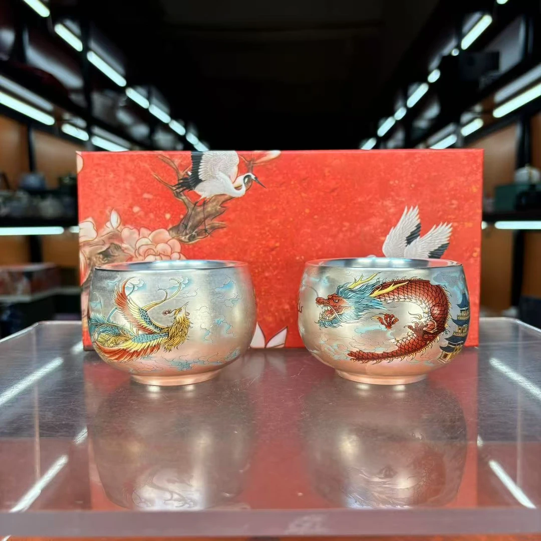 秋香茶具 龙凤银缸杯主人杯品茗杯-4790