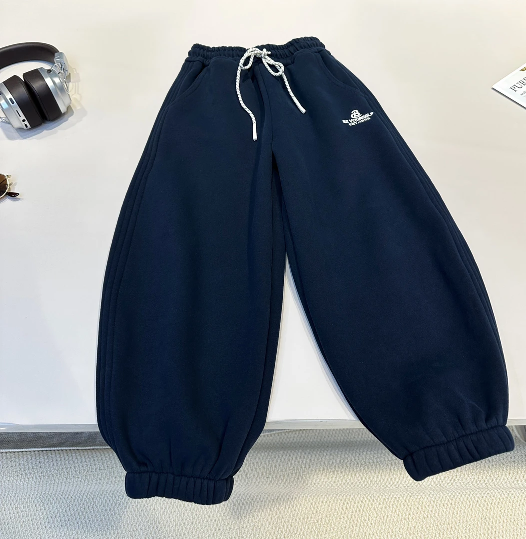 儿童冬装韩范奥粒绒运动裤男童中大童一体绒一条过冬长裤  25568